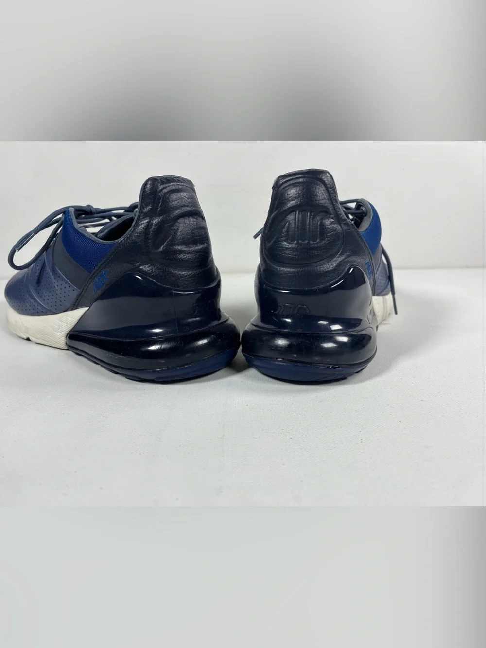 Nike Air Max 270 Premium Diffused Blue Leather Athletic Sneakers Mens 11.5